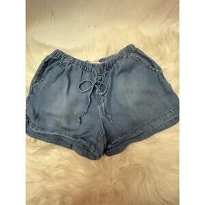 Women's XS Merona Target Denim Tie Shorts Mom Chambray GUC